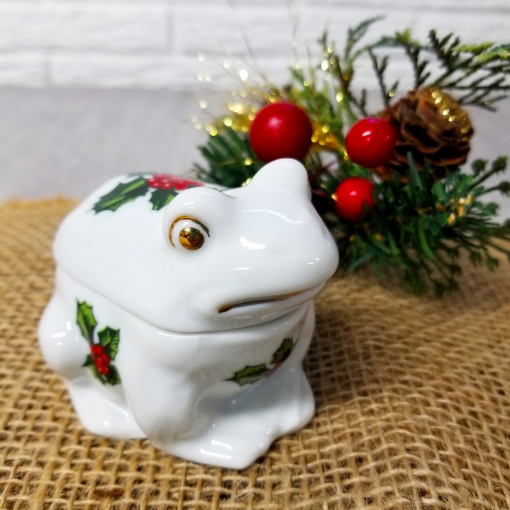 Vintage Lefton Frog Trinket Box